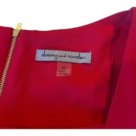 Red Peplum Waist Square Neck Jumpsuit‎ Gold Back Zipper by Danny & Nicole NEW - Picture 13 of 16